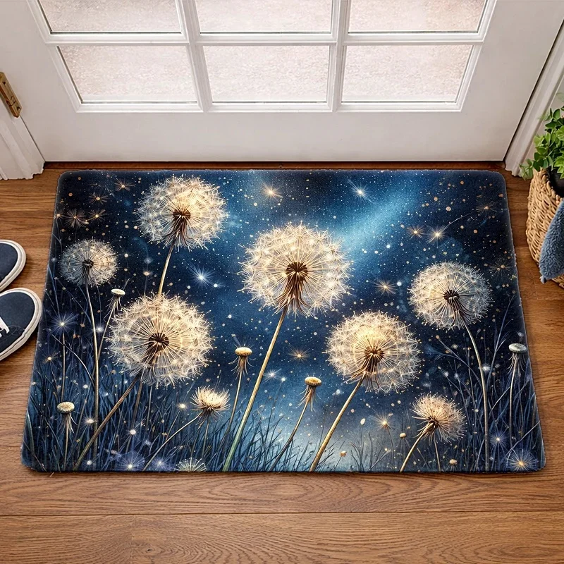 1pc, 2pcs, 3pcs Front Door Mat, Dandelion Starry Sky Pattern Doormat, Durable, Machine-Washable Rug Suitable for Living Room,