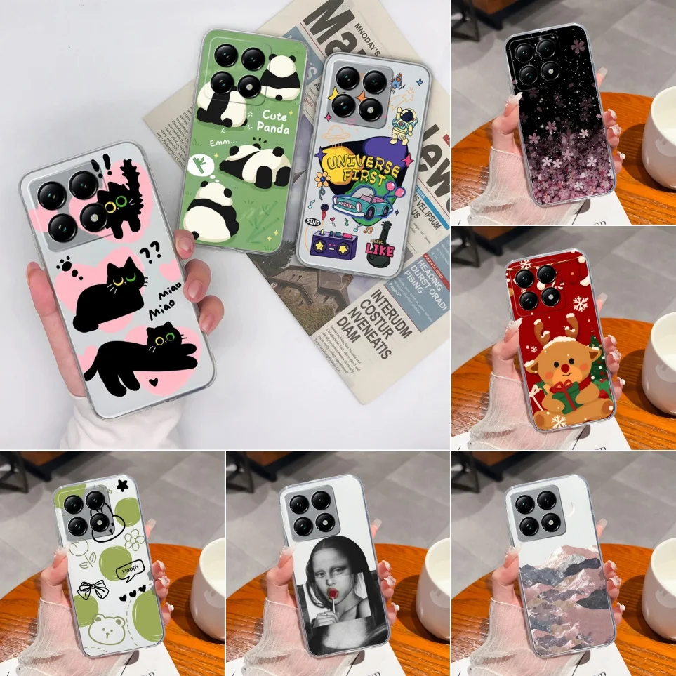 حافظة لهاتف Xiaomi 14T 14T Pro 14 14 حافظة لطيفة على شكل باندا كوكه غطاء خلفي من السيليكون الناعم من مادة البولي يوريثان لهاتف Xiaomi14T Funda 14TPro Carcas