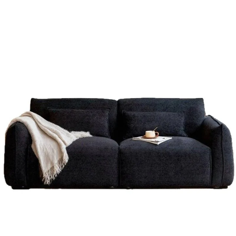 #Italian Minimalist Pixel Sofa Living Room Small Apartment Straight Adjustable Backrest Tofu Block Chenille Fabric Sofa