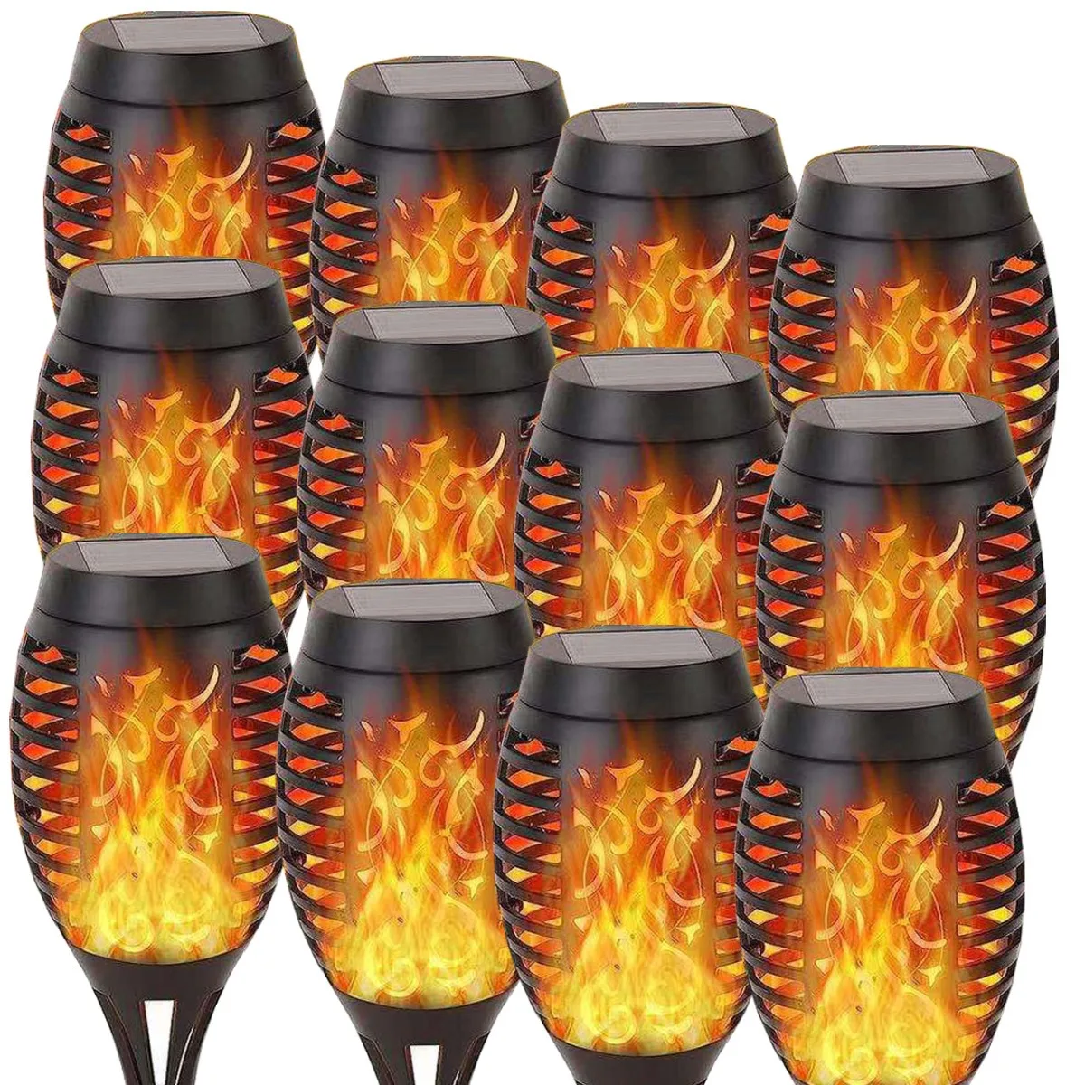 

1/4/8/12 Pack Solar Flashlight with Flashing Flame Waterproof Outdoor Lighting Solar Aisle Light