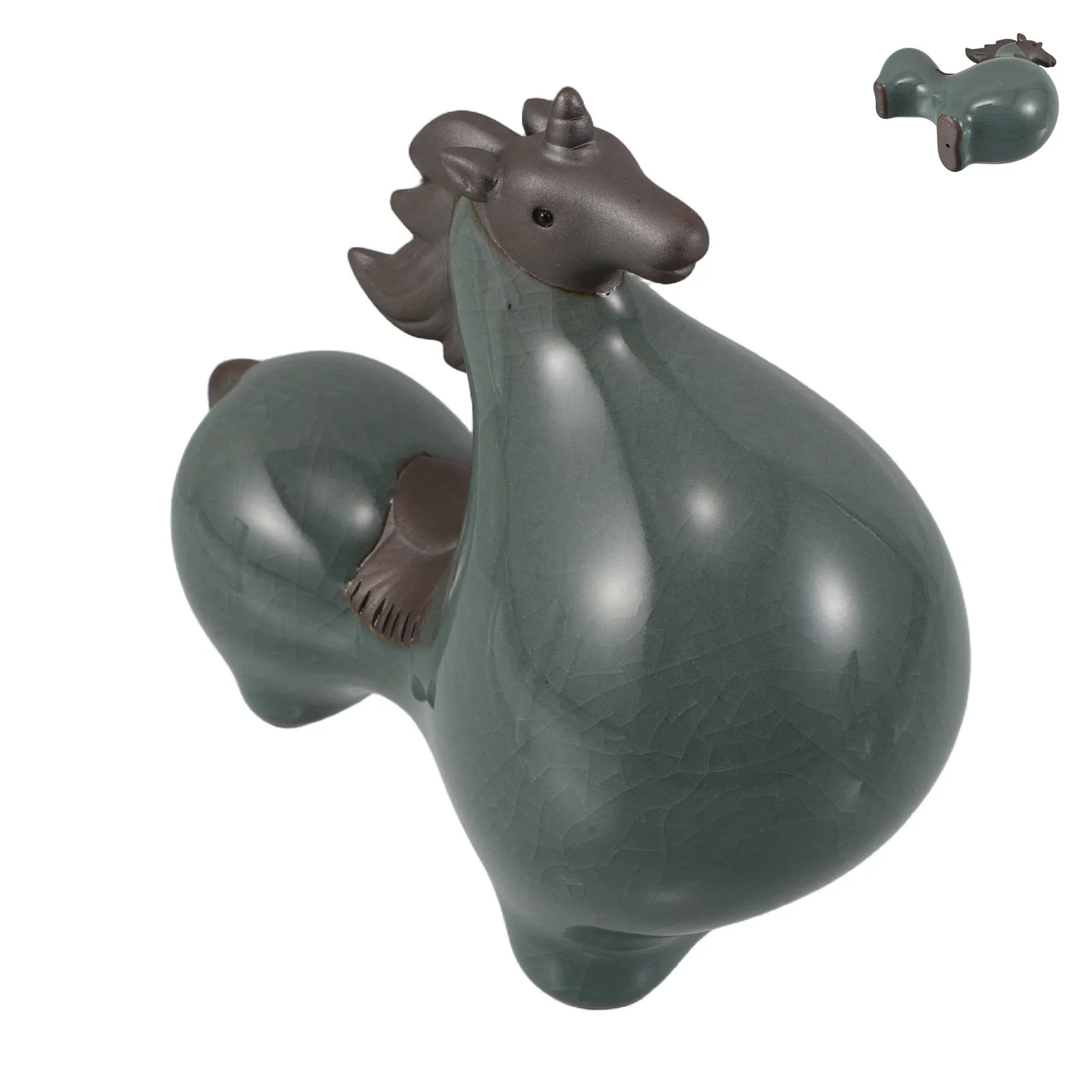 Ceramic Horse Statue for Feng Shui Decor, Prosperity Symbol, Compact Standing Ornament for Living Room
