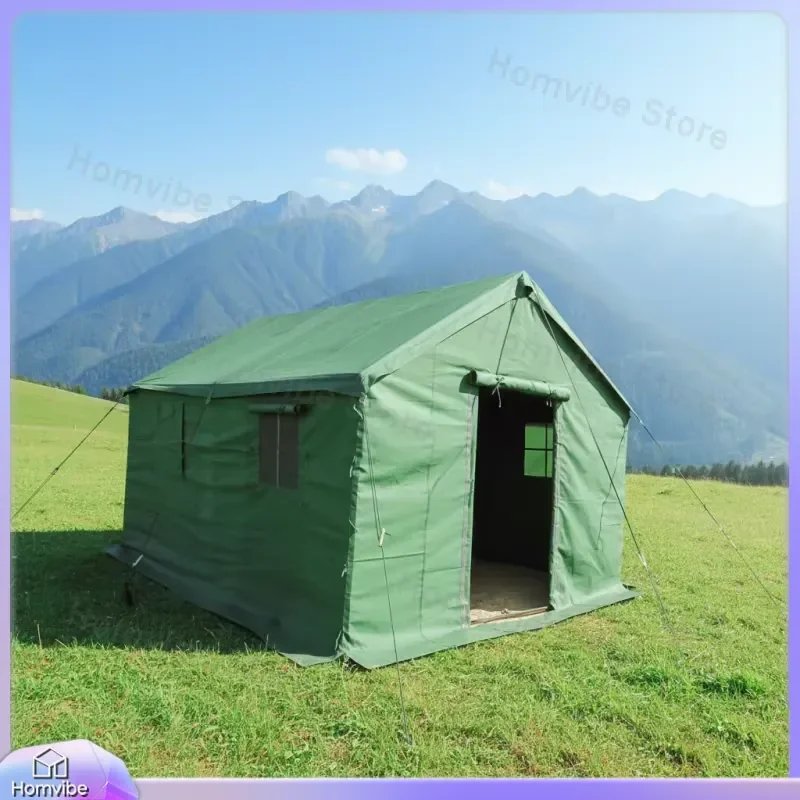 Waterproof Outdoor Camping Tent Steel Frame Green Oxford Canvas UV Protection Winter Shelter Large Family Garden Patio