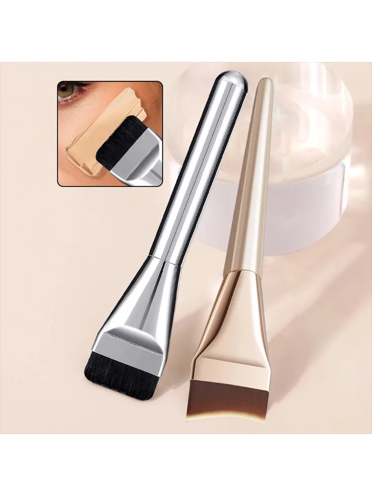 Brosse de fond de teint Ultra-fin à une ligne, brosse pour masque en forme de croissant, ensemble d'outils de beauté professionnels à poils souples et moelleux, 2 pièces
