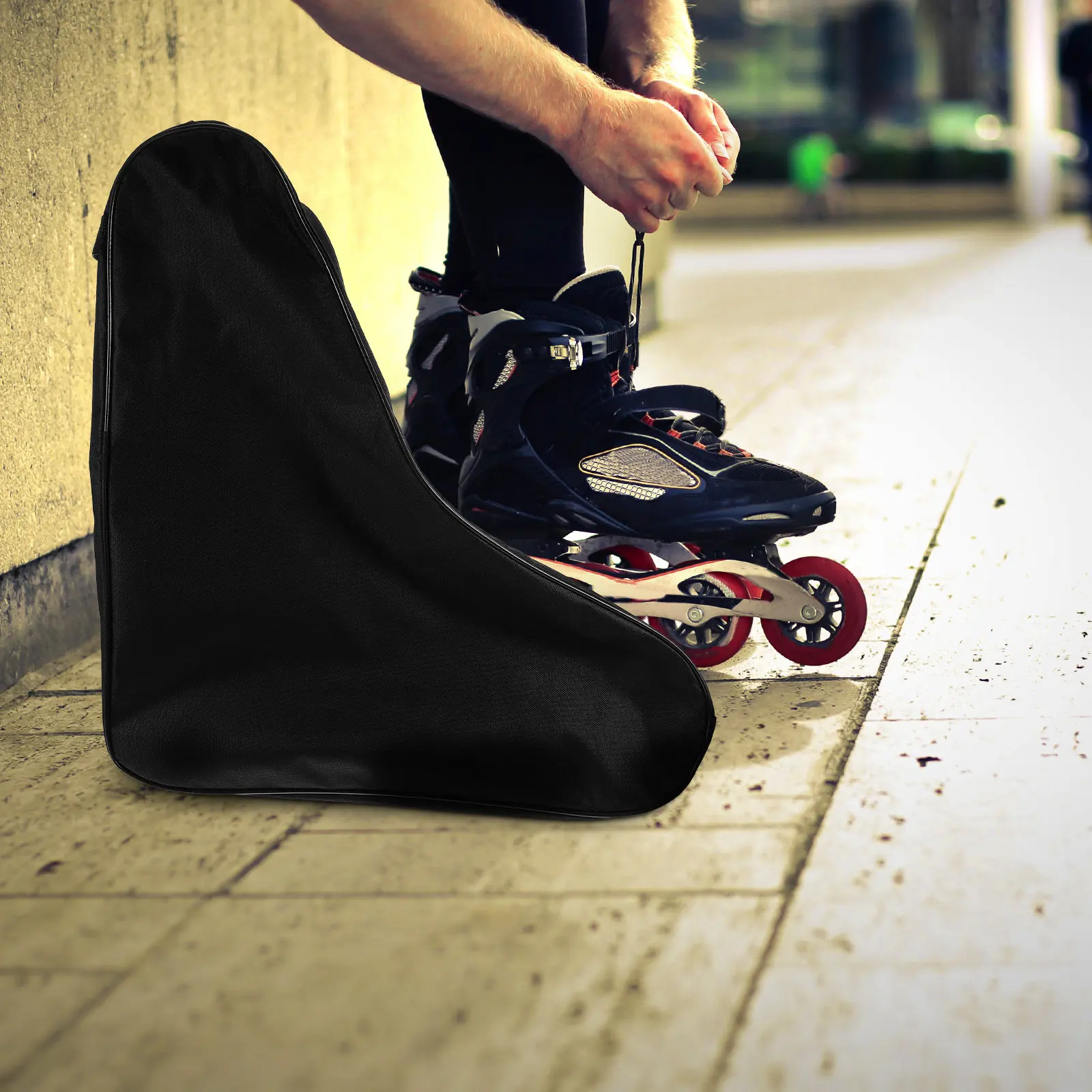 

Roller Skate Bag Oxford Cloth Portable Skates Storage Pouch Zipper Organizer Carrying Case Outdoor Skating Shoes Holder Bright