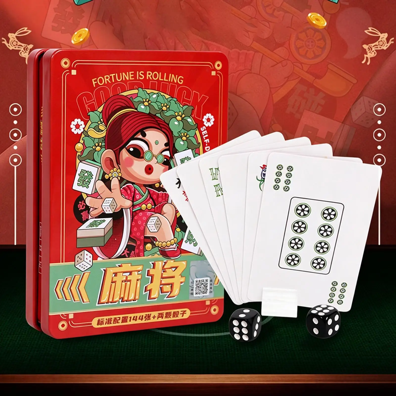 Playing Cards Mahjong Tiles Family Game 144-Piece Deck Of Cards For Home Party Travel Camping Family Gathering Vacation Dorm