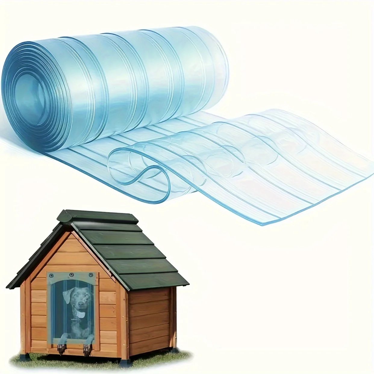 1 Pc 15cm Width Home Relaxation Transparent PVC Pet Door Curtain, Easy Installation，Cuttable to Size for Small to Large Dogs