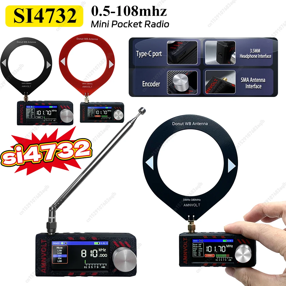 

Модернизированный ATS MINI PRO SI4732 0,5-108 МГц LSB USB FM AM SSB DSP Радио 1,9-дюймовый карманный мини-радиоприемник с IPS-экраном и антенной