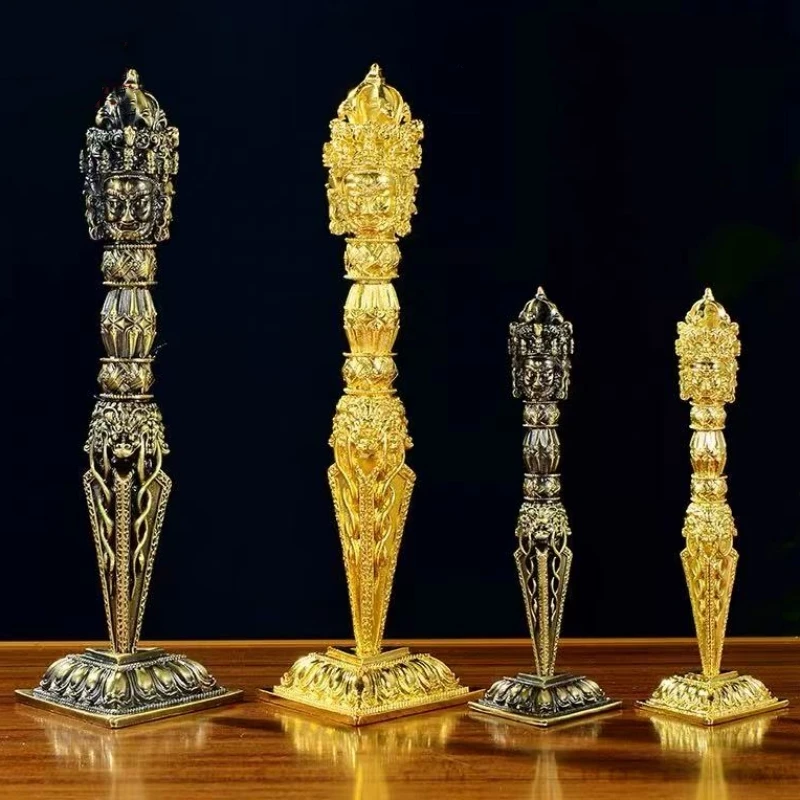 Dreiseitiger Puja Vajra-Stößel, der Dämonen unterdrückt, buddhistischer Altar, Heimdekoration, tibetisches Kupfer, esoterisches buddhistisches Ritual
