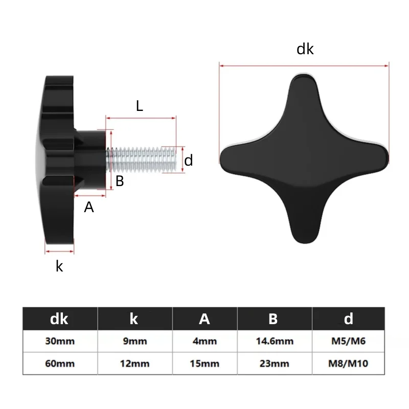 M5 M6 M8 M10 Carbon Steel Thread Plastic Star Plum Bakelite Hand Tighten Thumb Screw Knob Tightening Bolts