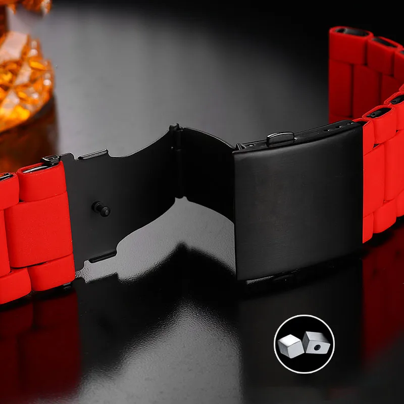 سوار ساعة من السيليكون من الفولاذ المقاوم للصدأ للرجال ، شريط مطاطي ، سوار ديزل ، DZ7396 ، DZ7370 ، DZ4289 ، DZ7370 ، DZ7395 ، 24 معصم ، 26 شخصا ، 28