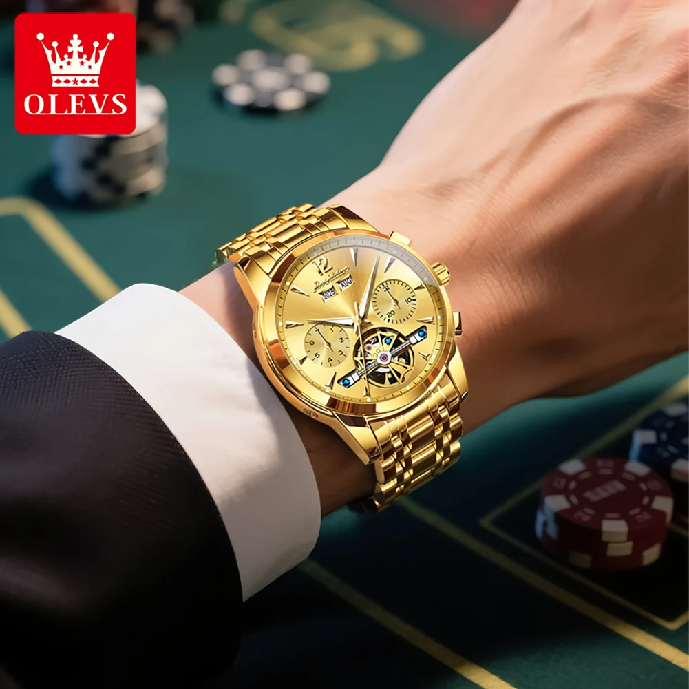 ساعة JSDUN 8738 للرجال أصلية فاخرة دولاب الموازنة ساعة ميكانيكية أوتوماتيكية من الفولاذ المقاوم للصدأ ساعات تقويم دائم للرجال