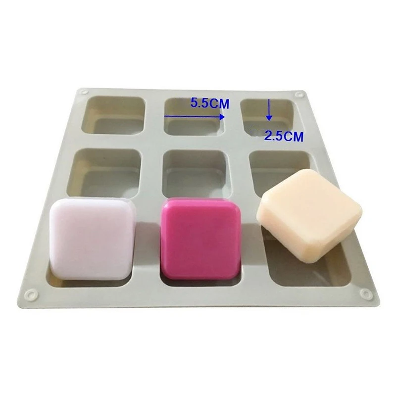 9 Cavity Soap Molds Silicone Mold For Making Handmade Soap Lotion Bar Square Rectangle Reusable Silicone Soap Making Molds...