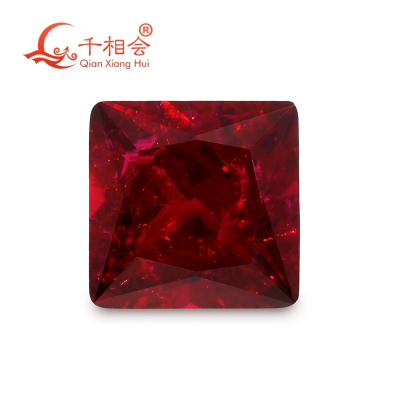 

Лабораторный темно-красный рубиновый квадратный огранка принцессы, свободный драгоценный камень с небольшими трещинами и корундом AGL