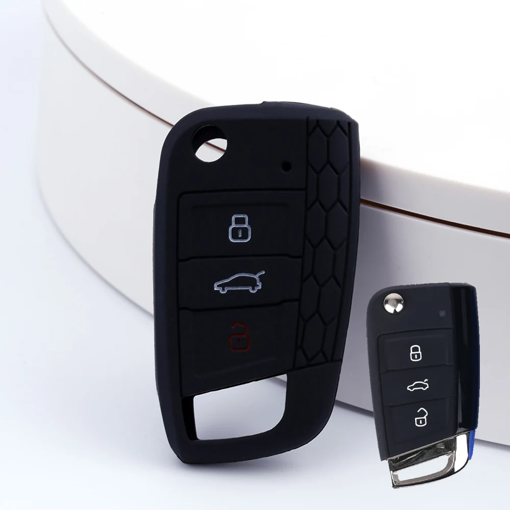 1 قطعة غطاء مفتاح السيارة سيليكون لشركة فولكس فاجن بولو جولف 7 السابع GTI GTD GTE R