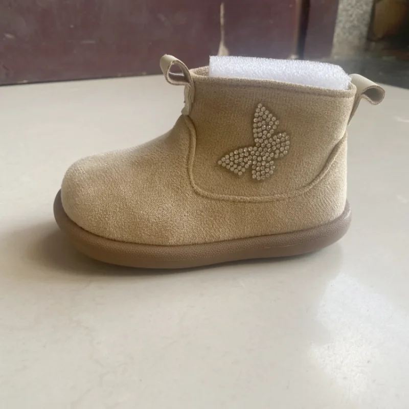 الأطفال الشتاء الخريف الثلوج الأحذية الدافئة حجر الراين القوس لطيف الاطفال الجلد المدبوغ أحذية للفتيات حذاء أنيق المطاط وحيد حجم 1-6 سنوات #2