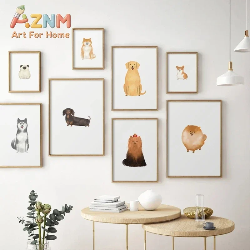 Minimalist Style Animal Art Poster Cute Dog Wall Art Picture Canvas Print Painting Modern Home Improvement Children'S Room Gift