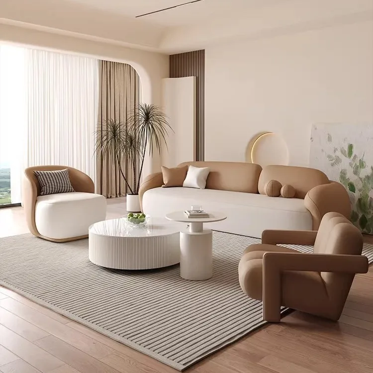 Cream wind sofa living room Internet celebrity small apartment rental room clothing store beauty salon rest area high-end
