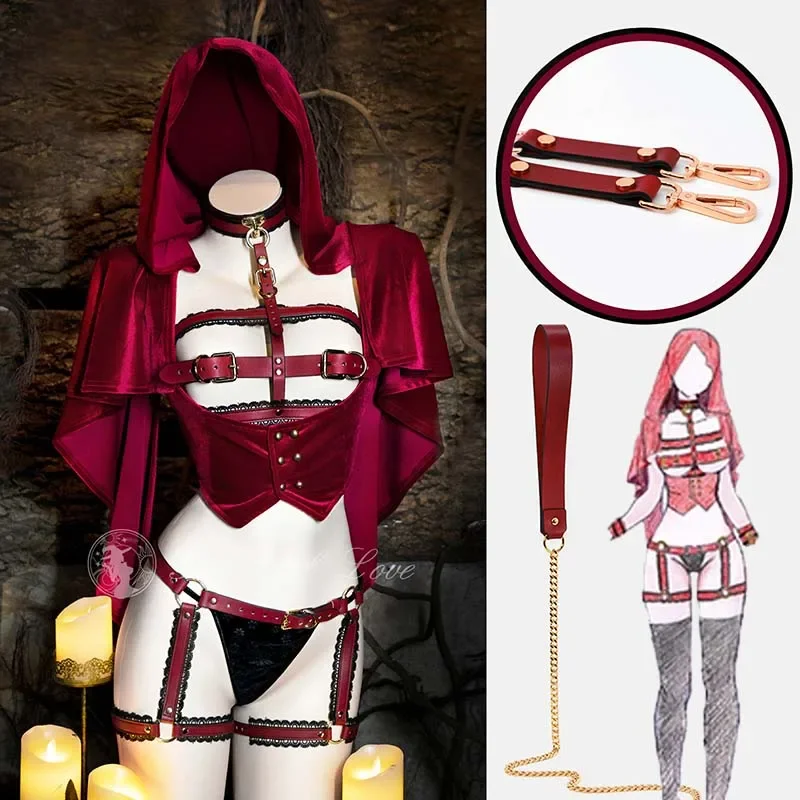 

Magic Little Red Riding Hood cosplay costume red dress photo suit secret sexy anime outfits tight cloth women Halloween uniform