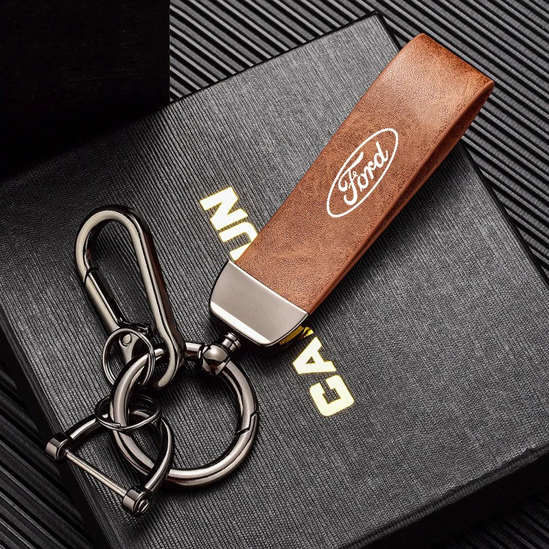 High-quality Car Gift Keychain Metal Keyring Charm Key Ring Accessories For Ford Focus 3 4 MK3 Kuga Escape Mustang E Mk4 Ranger