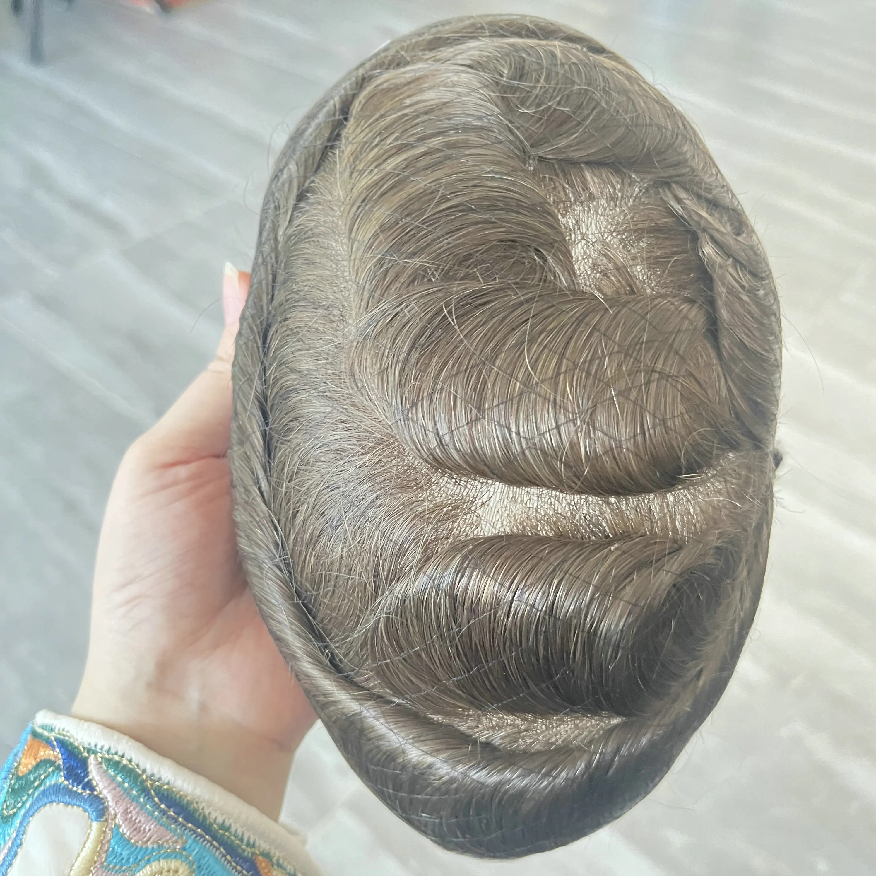 أشقر داكن غير مرئية خط الشعر 0.02 مللي متر رقيقة جدا الجلد قاعدة الرجال الشعرية الاصطناعية رمادي شقراء الرجال الشعر المستعار نظام الشعر البشري