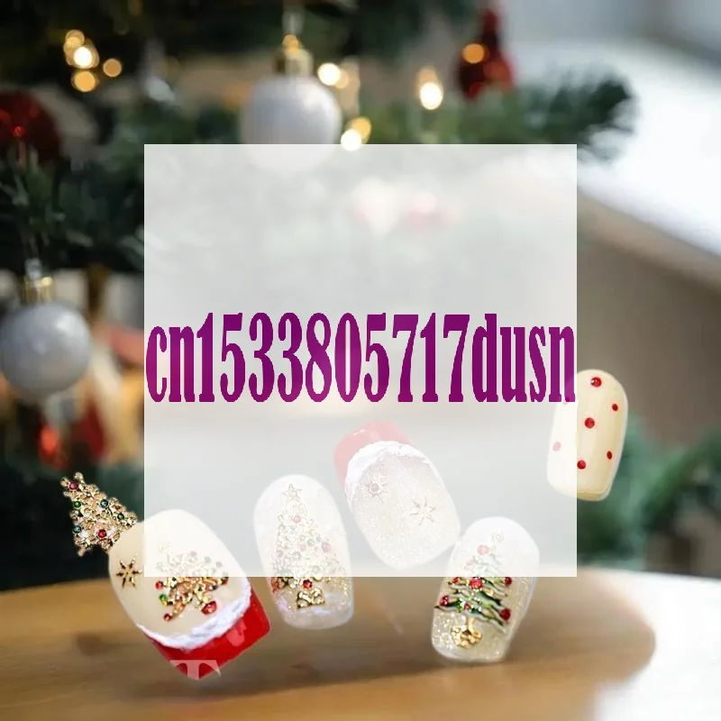 Dulce motivo navideño bola de cristal luces surtidas árbol de Navidad transferencias de Arte de uñas calcomanías de manicura adornos de uñas regalo