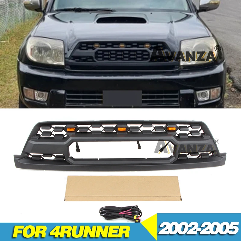 

Front Grille For Hilux Surf TRD Style With LED Lights Fits For Toyota 4RUNNER 2002-2005 Racing Grill