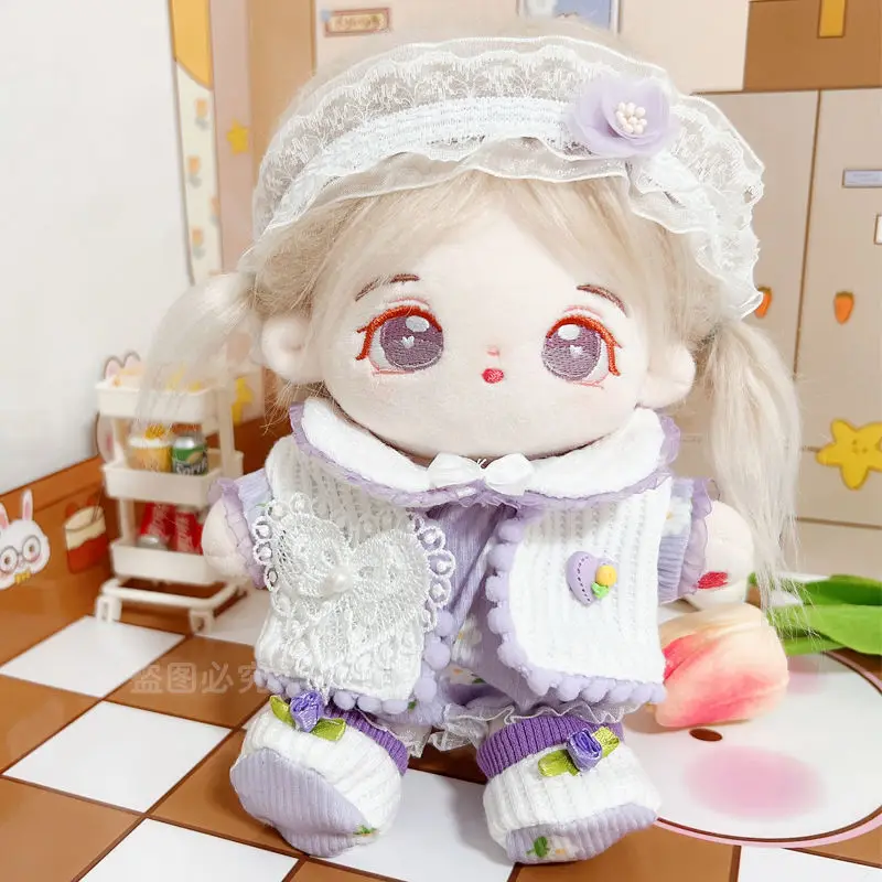 

Cotton doll clothes in stock, cute climbing clothes, jumpsuit, 20cm vest, shoe set, celebrity doll changing