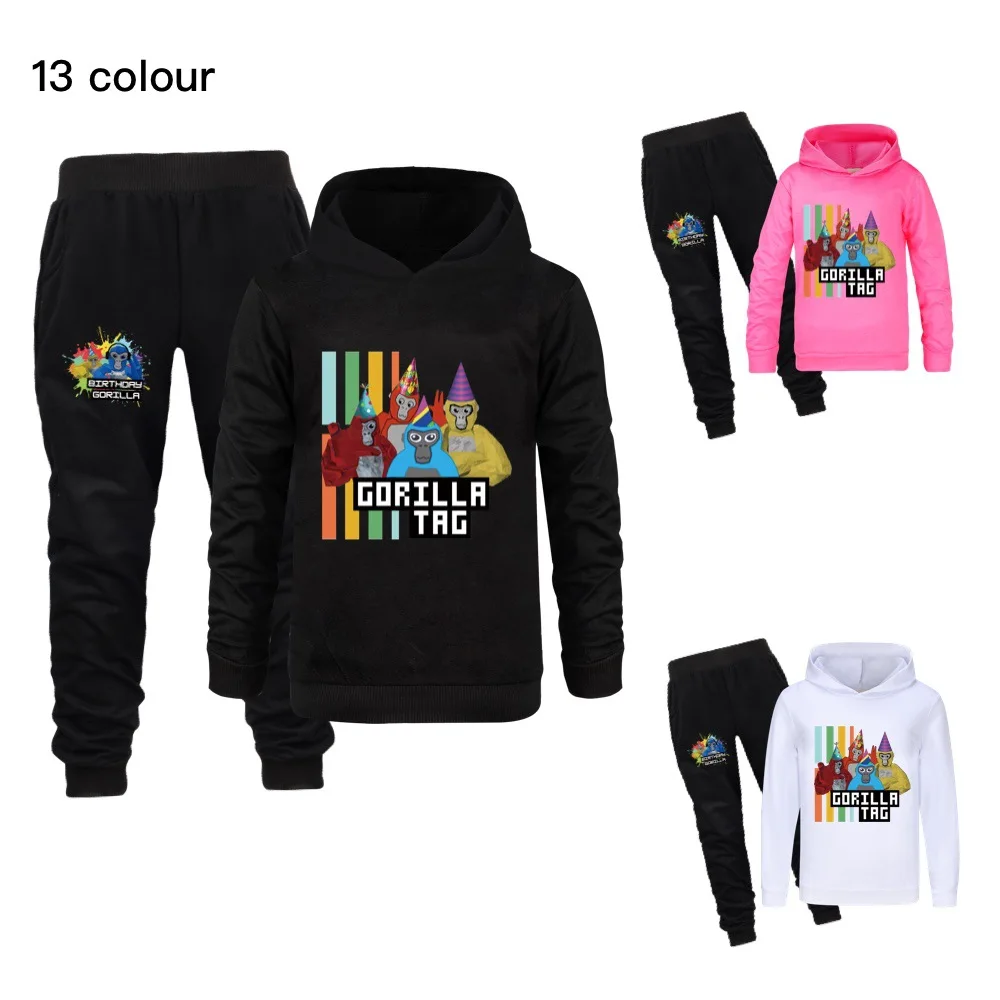 

New Spring Gorilla Tag Children Clothing Boy Girl Hoodies Sweatshirt+Pants 2pcs Sport Suits Toddler Tracksuit Kid Coat3268