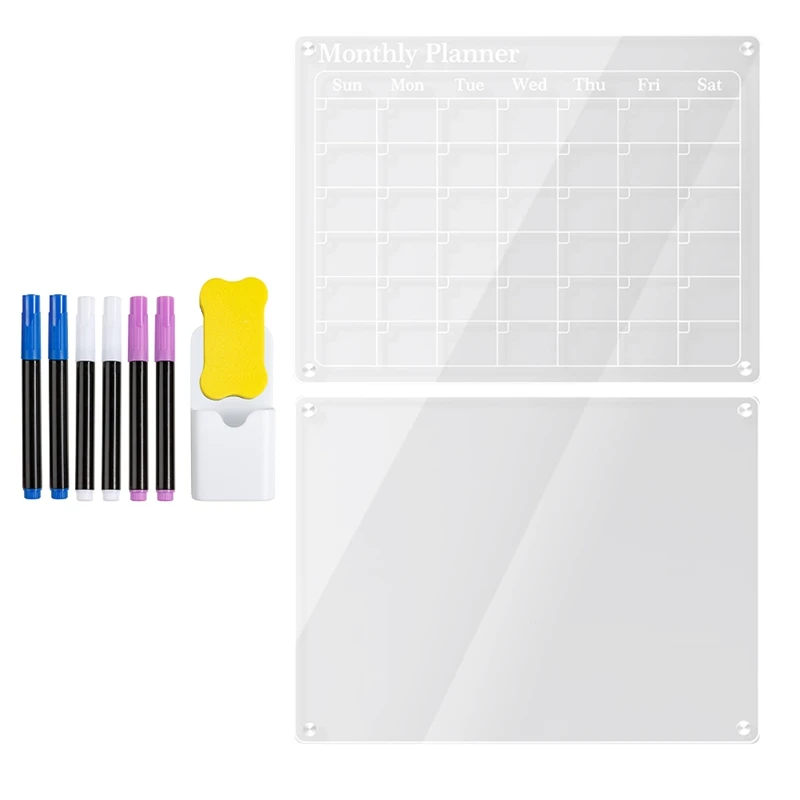 1 Set 16X12inch Reusable Dry Erase Board For Fridge, Clear Board Dry Erase Fridge For Reusable Planner With Dry Erase Markers