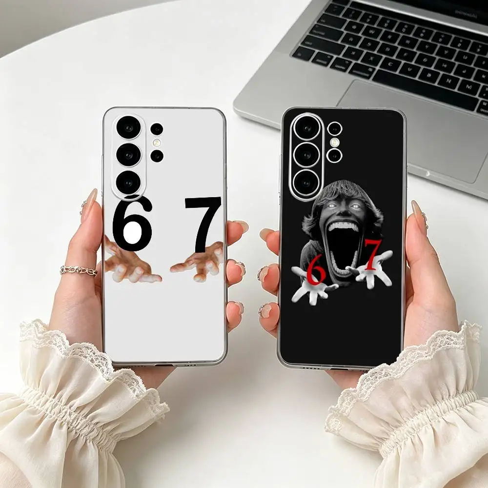 six seven 67 Clear Phone Case for Samsung S25, S24, S21, S22, S23, S30, Ultra, S20, Plus, FE, Lite