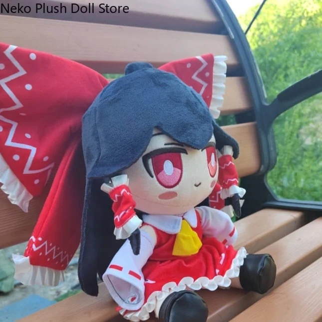Anime touhou projeto reimu hakurei bonito sentado fumo algodão boneca pelúcia travesseiro 30cm cosplay dos desenhos animados plushie presentes