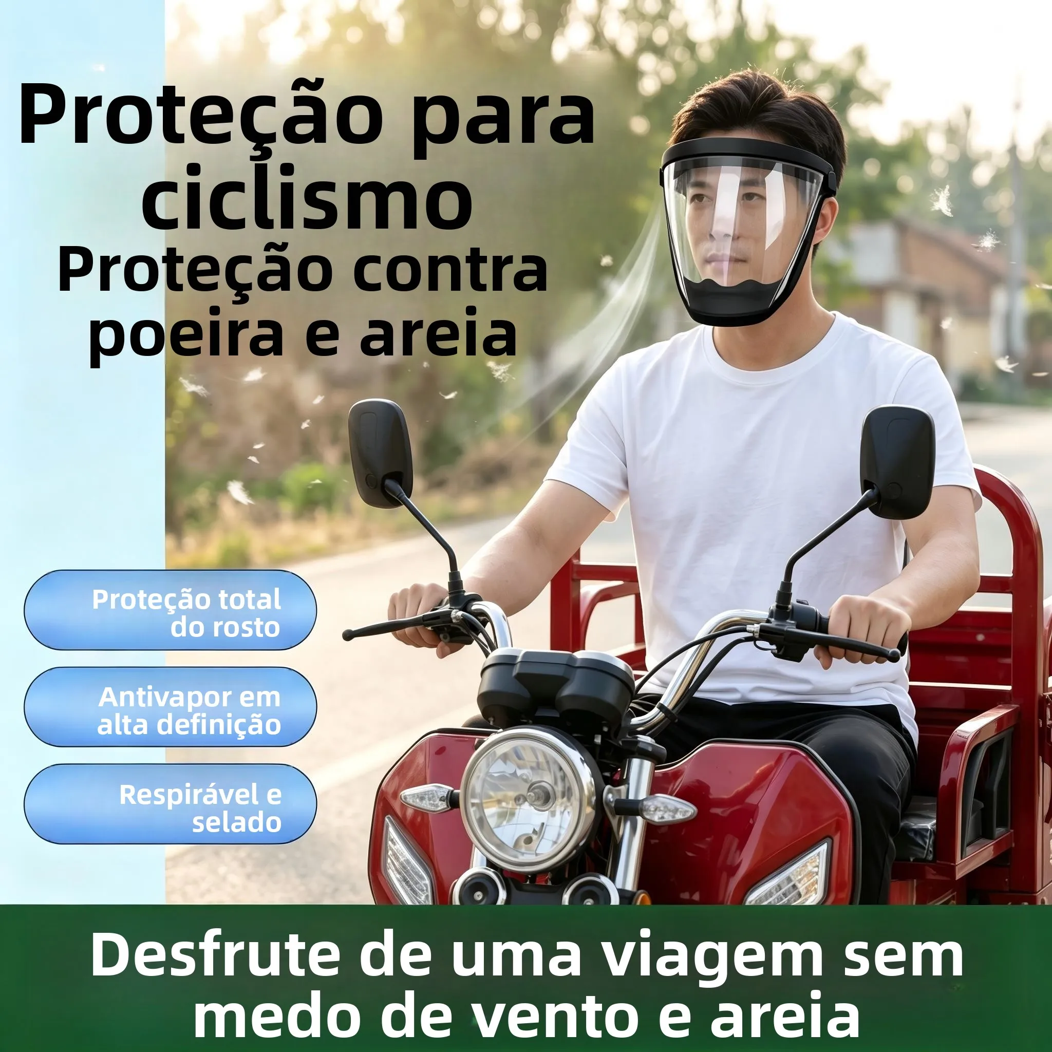 フルフェイス防塵防曇サイクリングマスク、毛羽立ち防止透明保護シールド、屋外自転車乗車や防塵用