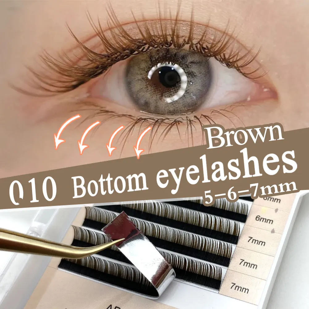 ABONNIE Brown Black Lower Lashes 5-7mm Mix Individual Bottom Eyelashes Extension J Curl Natural Short Mink Under Eyelash