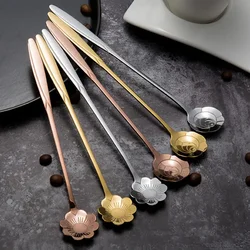 Long Handled Stirring Spoon Stainless Steel Coffee Spoon Ice Cream Dessert Tea Spoon For Picnic Kitchen Accessories