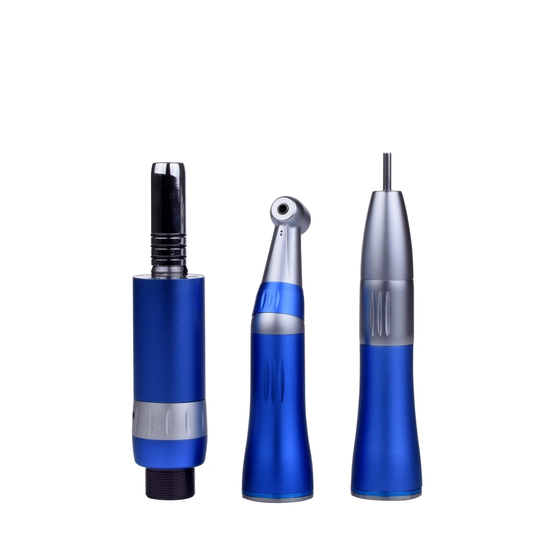 3Pcs Dental Slow Handpiece Colorful Internal Water Spray Low-Speed With Straightener Contra-Angle Motor