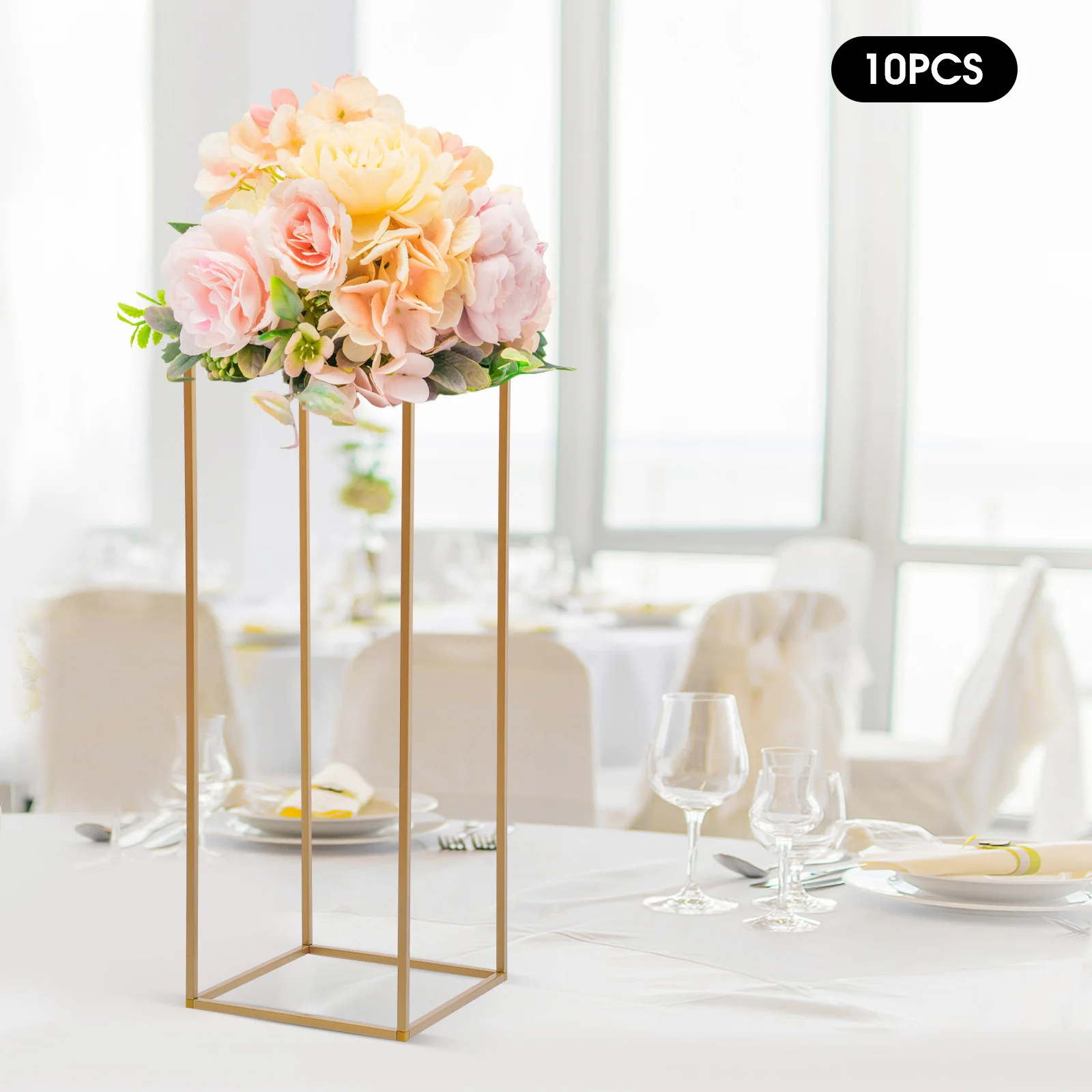 10 Gold Plastic Wedding Flower Stand Flower Road Lead Rack 80 cm Tall for Wedding Decoration Party Event Anniversary