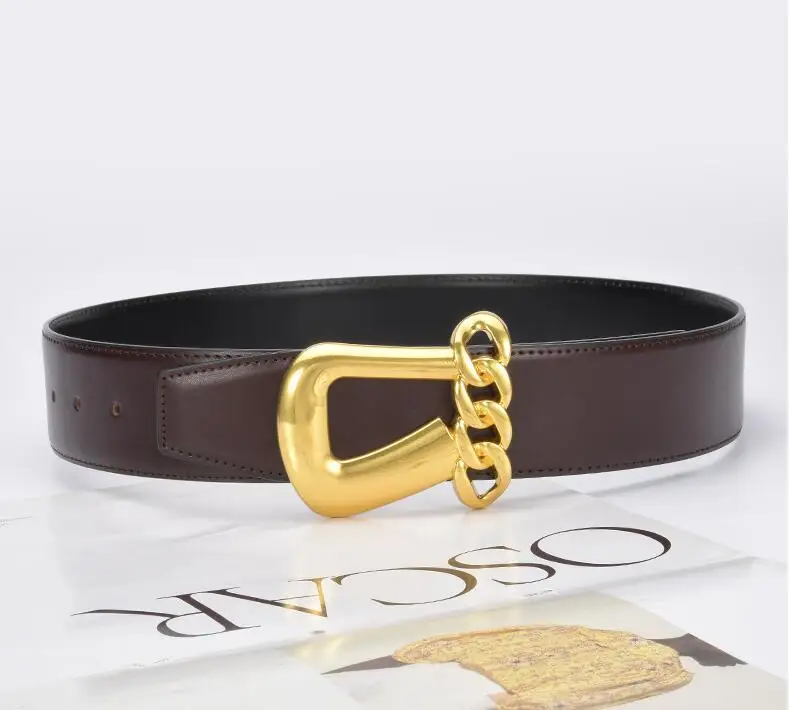 Women\'s Runway Fashion Gold Buckle Genuine Leather Cummerbunds Female Dress Corsets Waistband Belts Decoration Wide Belt R104