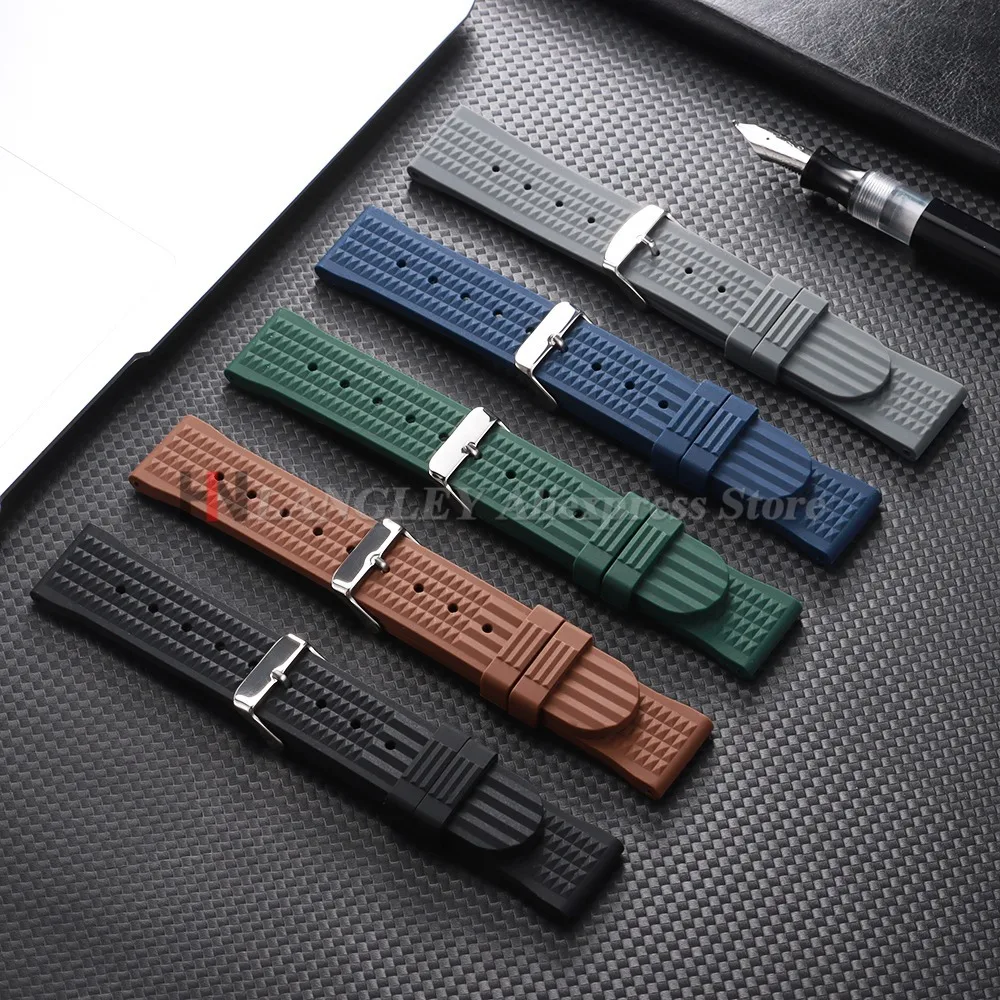Premium Rubber Waffle Watchband for Seiko Diving 007 009 Water Ghost Abalone Universal 20mm 22mm Soft Silicone Strap Replacement image 3