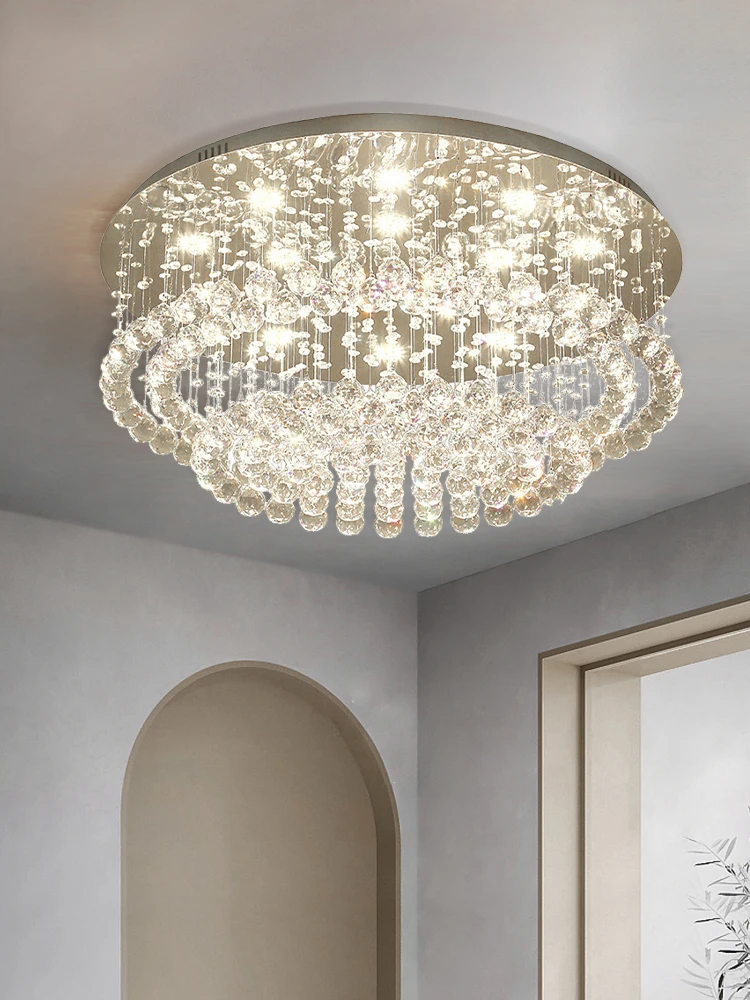 

Crystal Ceiling Chandeliers Round New Luxury LED Gold Ceiling Lighting Modern Lamp Home Decoration Lustres for Dining Room Decor
