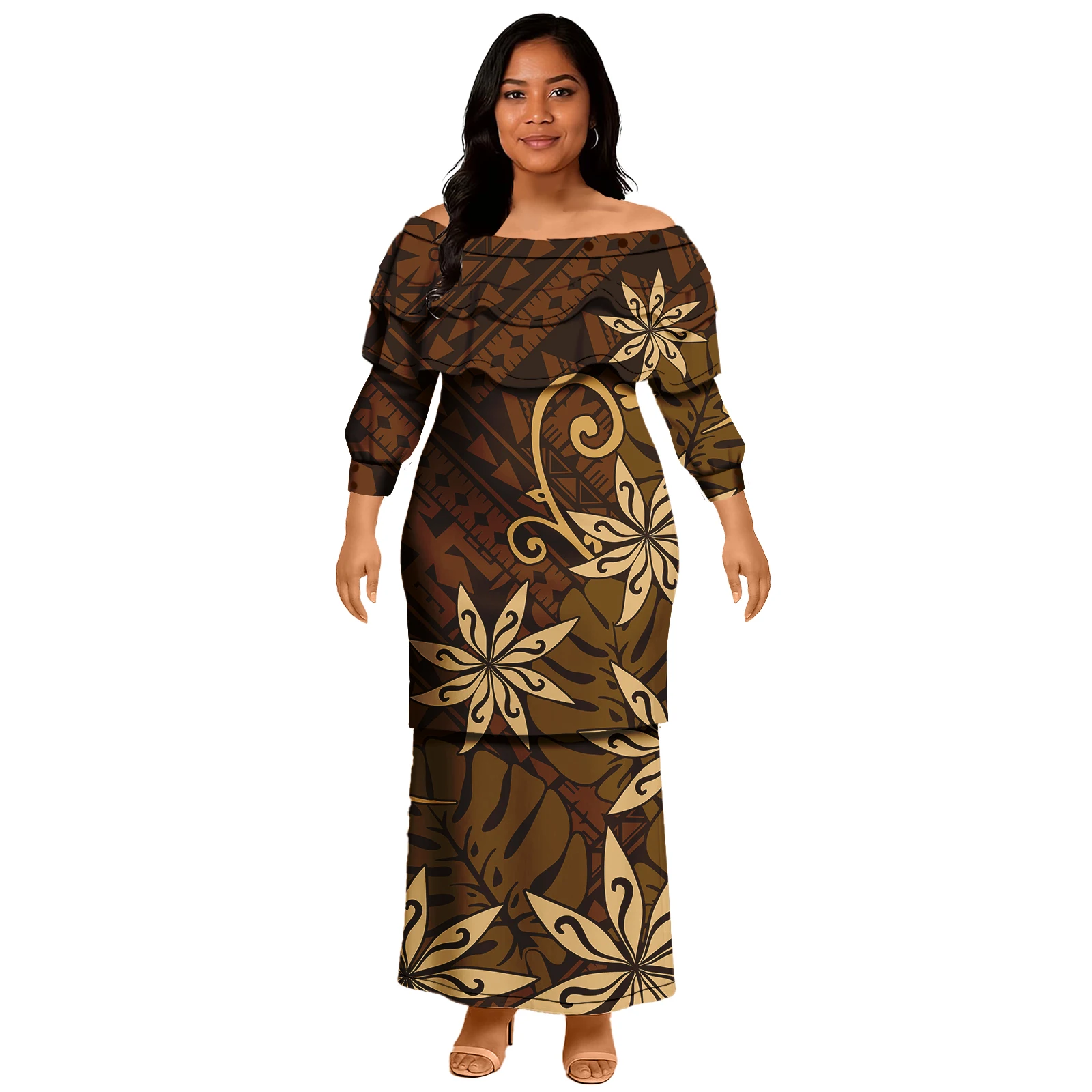 Set da donna taglie forti Abito Asia e Isole Pacifico Abbigliamento Samoa Puletasi Polinesiano Tribale da donna