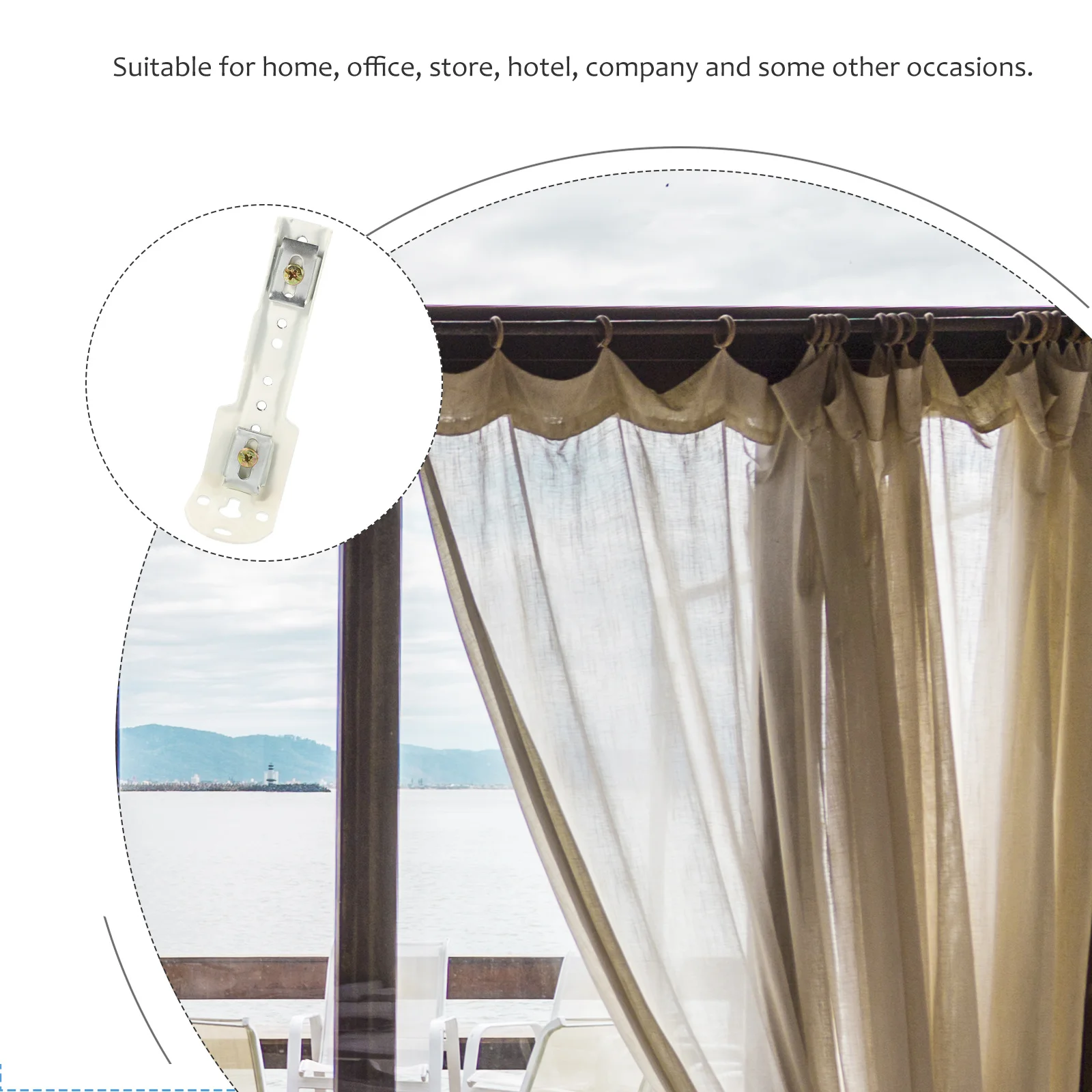 

6Pcs Curtain Track Mounting Code Bracket Practical Smooth Finish Curtain Installation Accessories for Home Office Hotel
