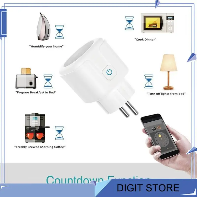 DIGIT-Ewelink Wifi Smart Socket With Power Monitoring Smart Plug Voice Control Work EU Plug