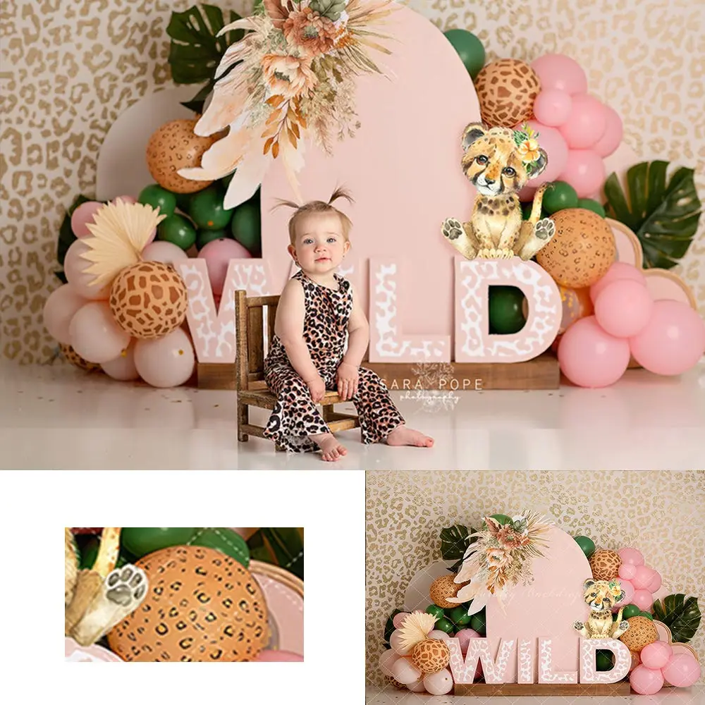 

Wild One Safari Photography Backdrop Kids Baby Cake Smash Photocall Decors Child Girls 1st Birthday Photo Studio Backgrounds