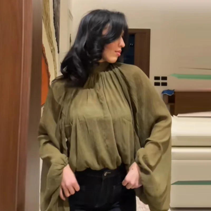 

Elegant Chiffon Shirt Long Sleeved Casual Loose Lightweight Women Top Trendy Fashion Commuting Chic Autumn Lady Interior Outfit