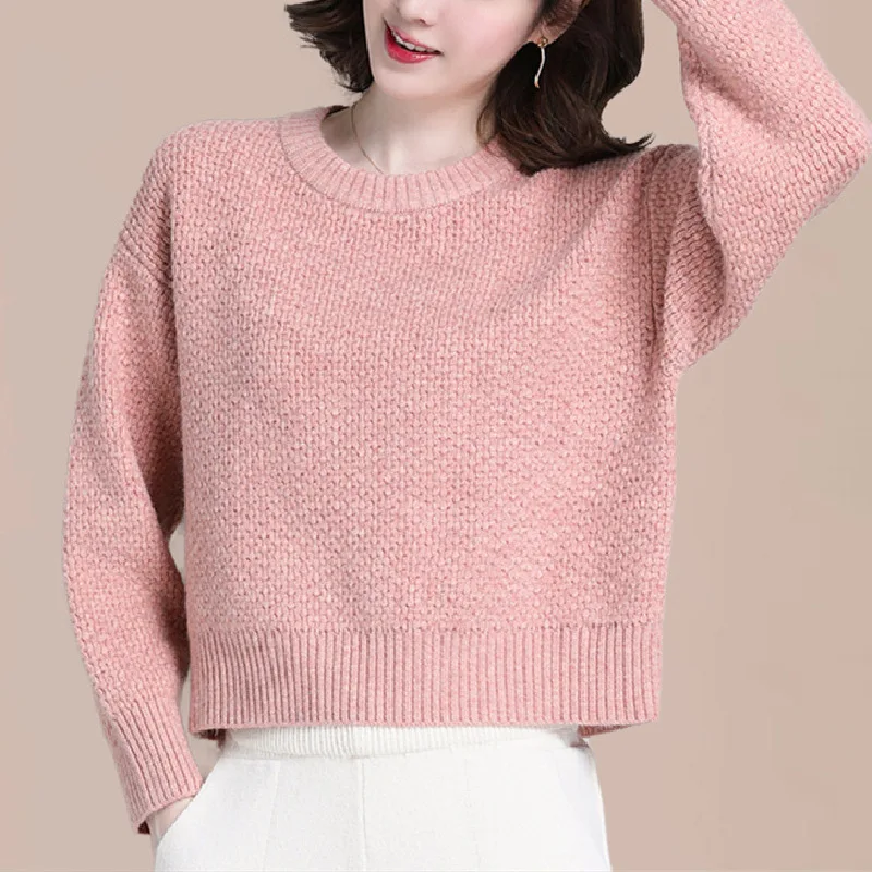 Casual Short Tops Female Fashion Knitwear Woolen Sweater For Women Spring Autumn Pullovers Jumper Loose Style Crop Blouse