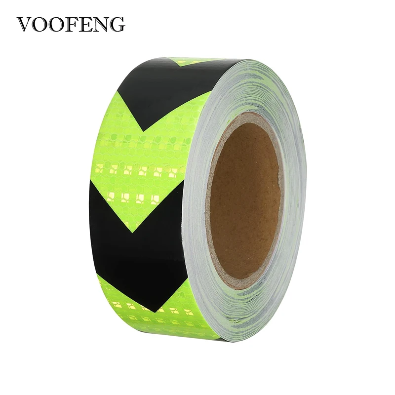 VOOFENG Fluorescent Yellow Black Arrow Reflective Tape Truck Car Sticker Road Safety Conspicuity Fluorescent Reflective Tape