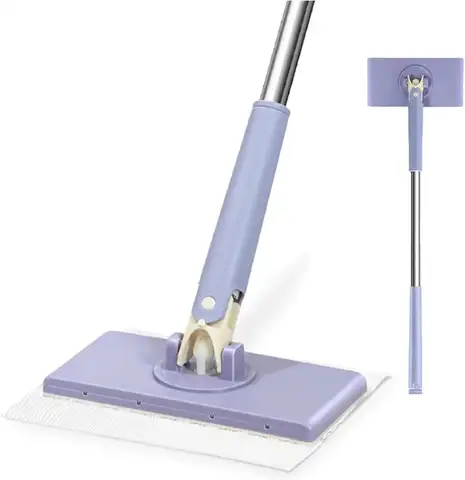 Snap Grip Mini Mop,Convenient Cloth Changing Mini Mop,Retractable Gap Dust Cleaner Flat Mops with Locking Head &Sweeping Cloths  (Purple)
