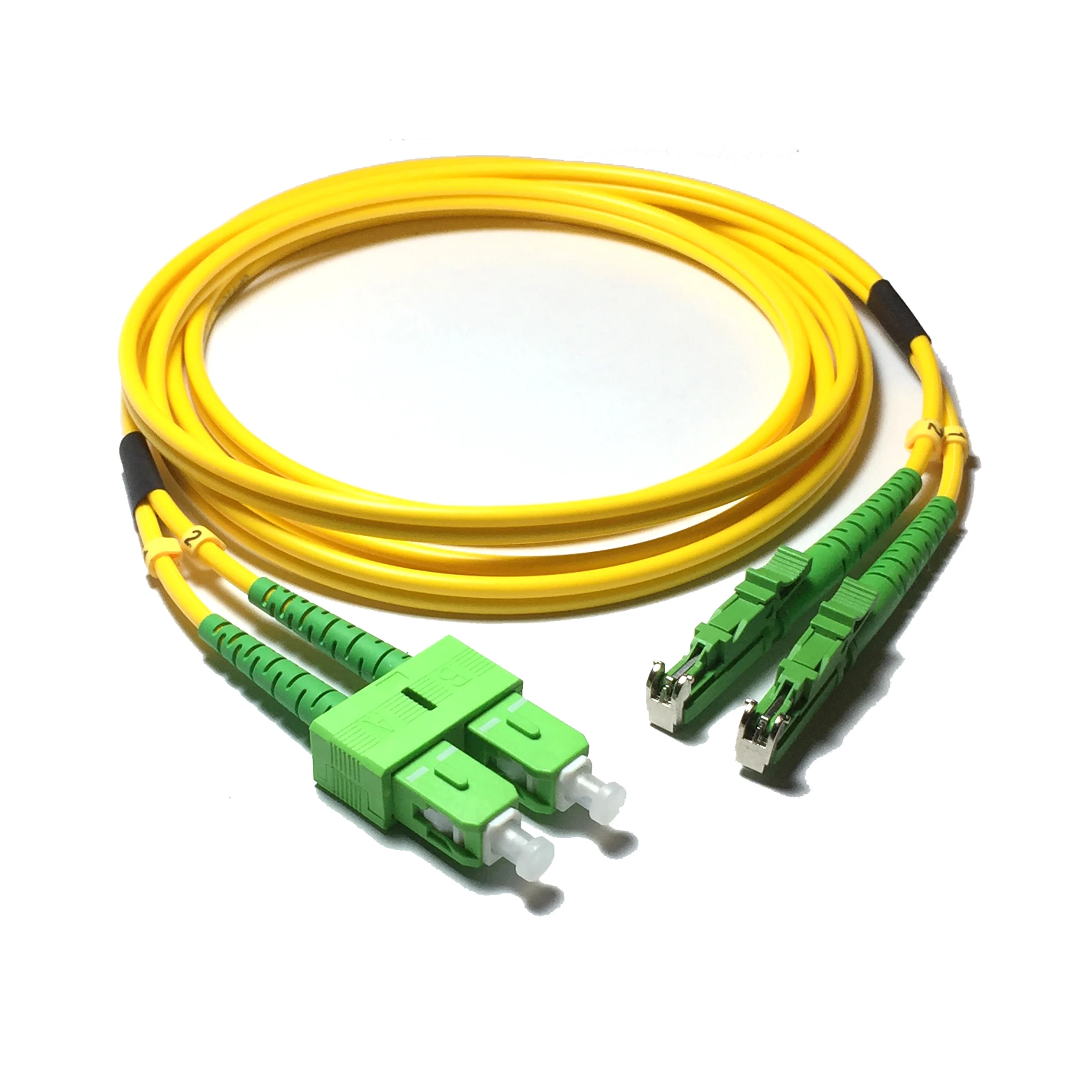 5pcs Duplex LSH(E2000)/APC-SC/APC Fiber Patchcord-SM(9/125) g657B3, G657A2, G657A1 หรือ G652D-1m, 2 M หรือ 5 M-3.0 มม.Zipcord สาย