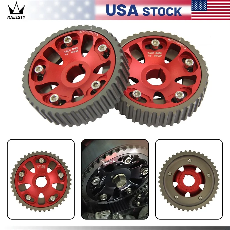 

2 шт. регулируемые кулачковые шестерни для 93-01 Honda Prelude H22 H22A1 H22A4 DOHC VTEC черный/красный