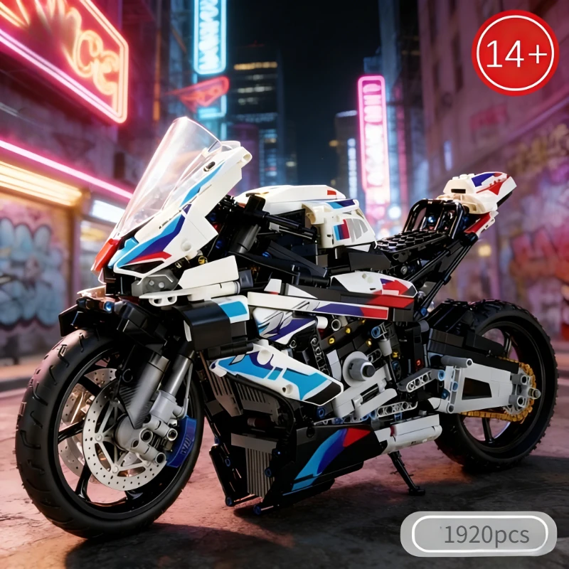 

New 1920pcs 1:5 Motorcycle Desktop Decorations Creative Motorbike Ornaments Model Children Adults Assembly Toys Halloween gift
